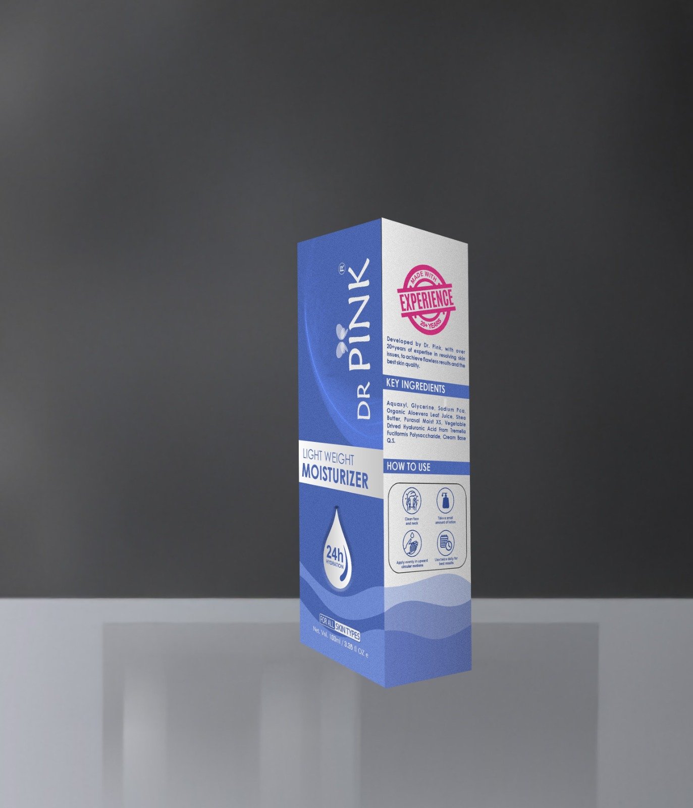 Dr. Pink Face Moisturizer – Hydrating Gel Cream with Hyaluronic Acid, Ceramides & Ectoin