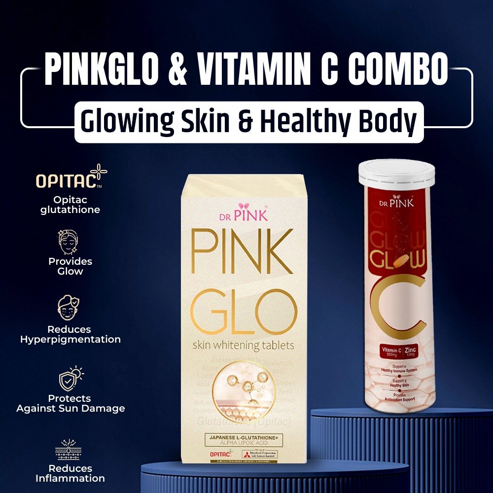 Dr Pinkglo & Glow C tablets Combo - Skin whitening and Healthy body